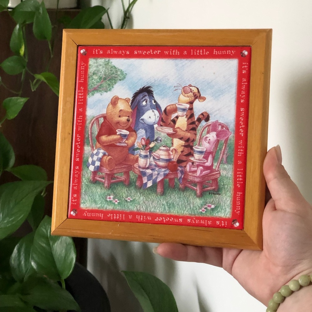 Vintage Disney Winnie The Pooh Ceramic Tile Trivet & Wall Plaque